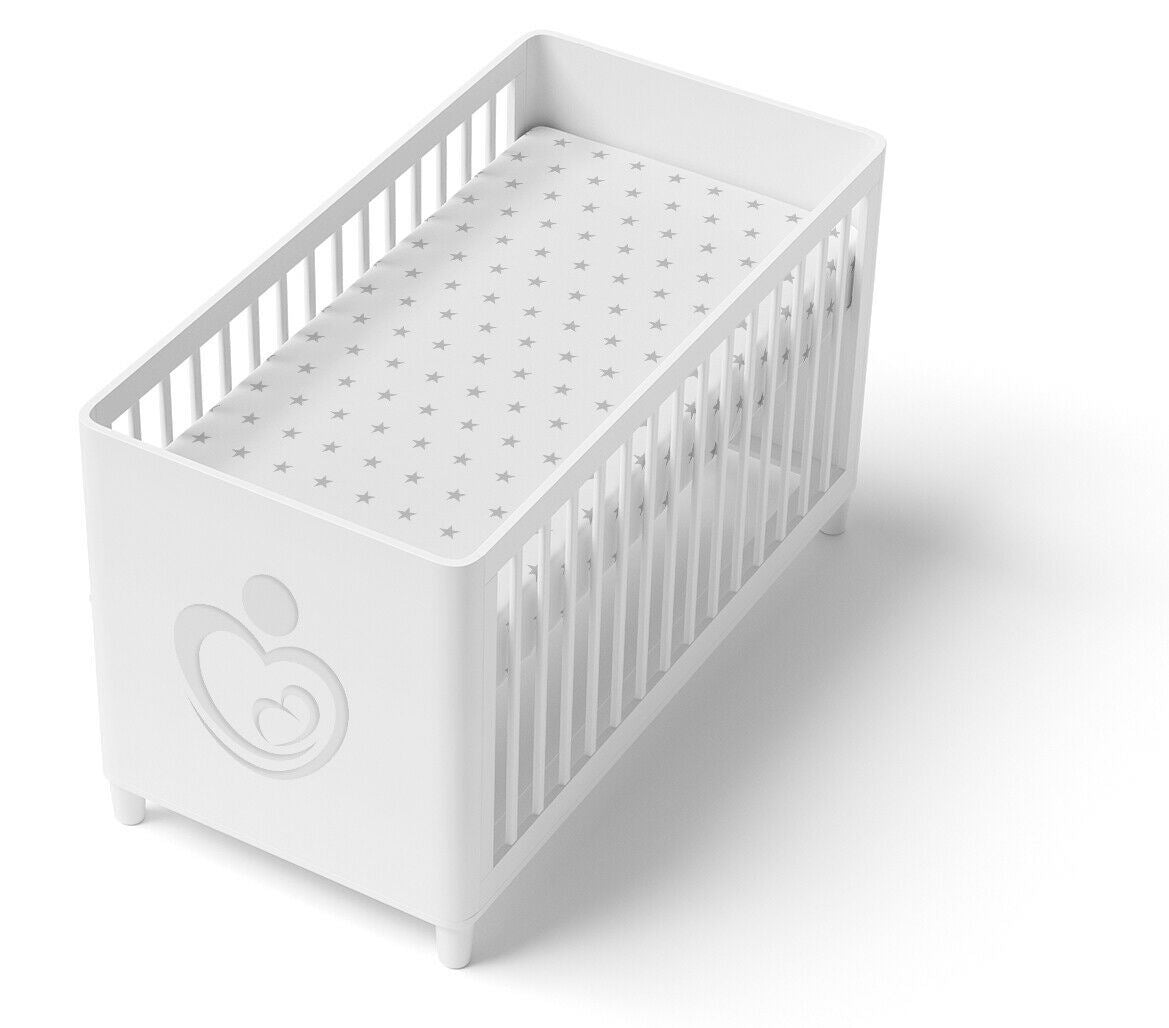 Super Soft Fitted Sheet Jersey Stretchy Cotton Fit Crib/Cradle 90X40 Small Stars With White
