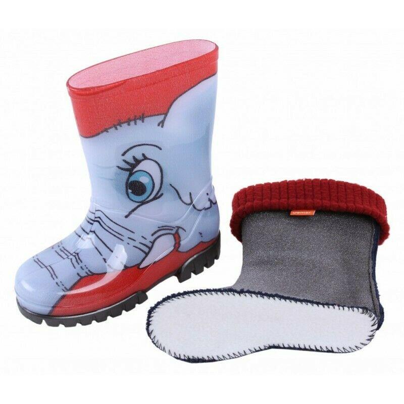 Wellies Kids Rain Snow Boots Removable Inner Lining Socks Wellington Elephant