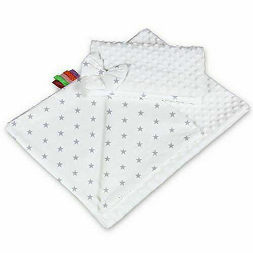 Warm Baby Blanket Dimple Quilt Pillow 100X75cm White - Small Grey Stars On White