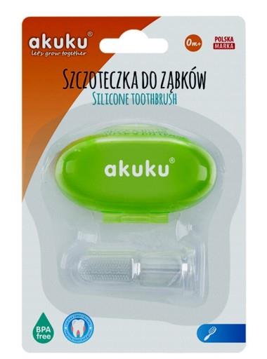 Baby Finger Silicone Toothbrush Gum Massager Teething Relief Akuku Green
