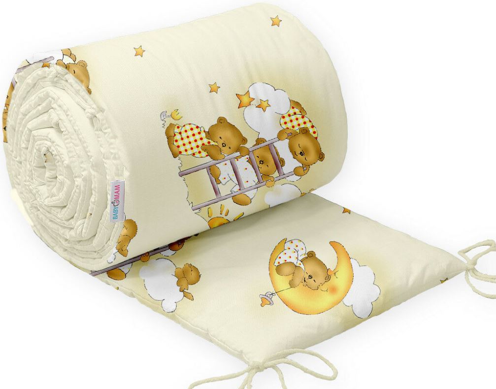 Baby Padded Bumper 100% Cotton To Fit Crib All Round 260cm Ladder Cream