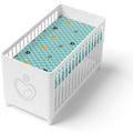 Baby Fitted Toddler Bed Sheet Printed 100% Cotton Mattress 160X80cm Fox In Forest Turquoise