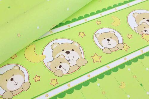 100% cotton fitted sheet printed design for baby crib 90x40cm Window green