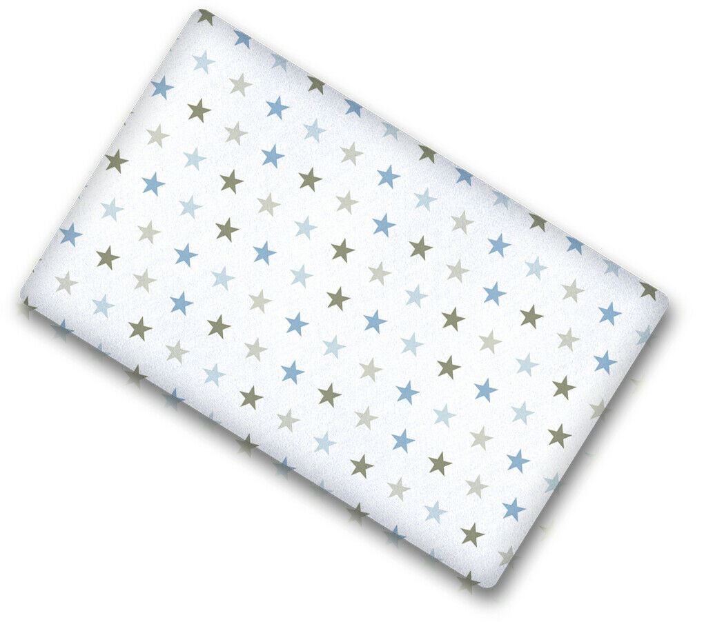 100% cotton fitted sheet printed design for baby crib 90x40cm Grey blue stars