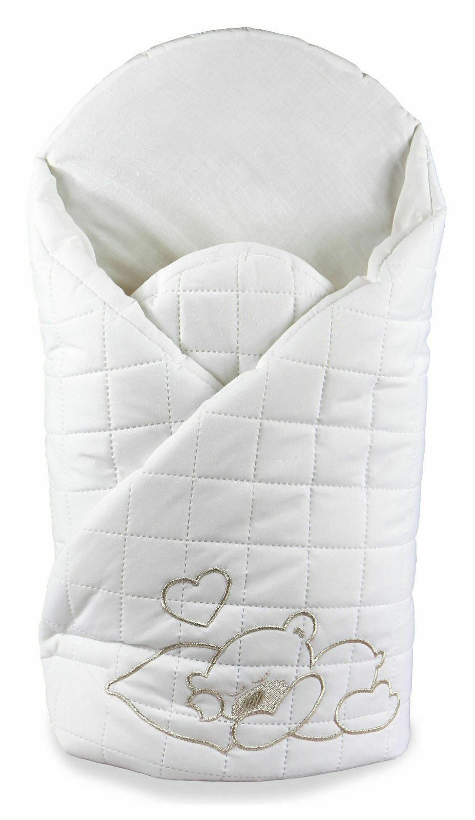 Baby Swaddle Wrap Newborn Bedding Blanket 100% Cotton Sleeping Bag Embroidery White