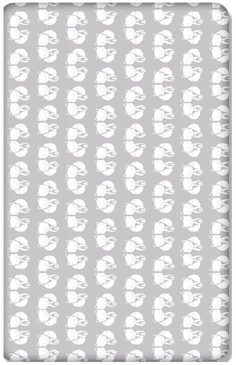 Baby Fitted Cot Bed Sheet Printed 100% Cotton Mattress 140X70cm Fox Grey