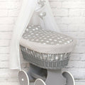 Moses Wicker Basket Full Set Bedding Set Canopy Grey/Big stars on Grey dimple