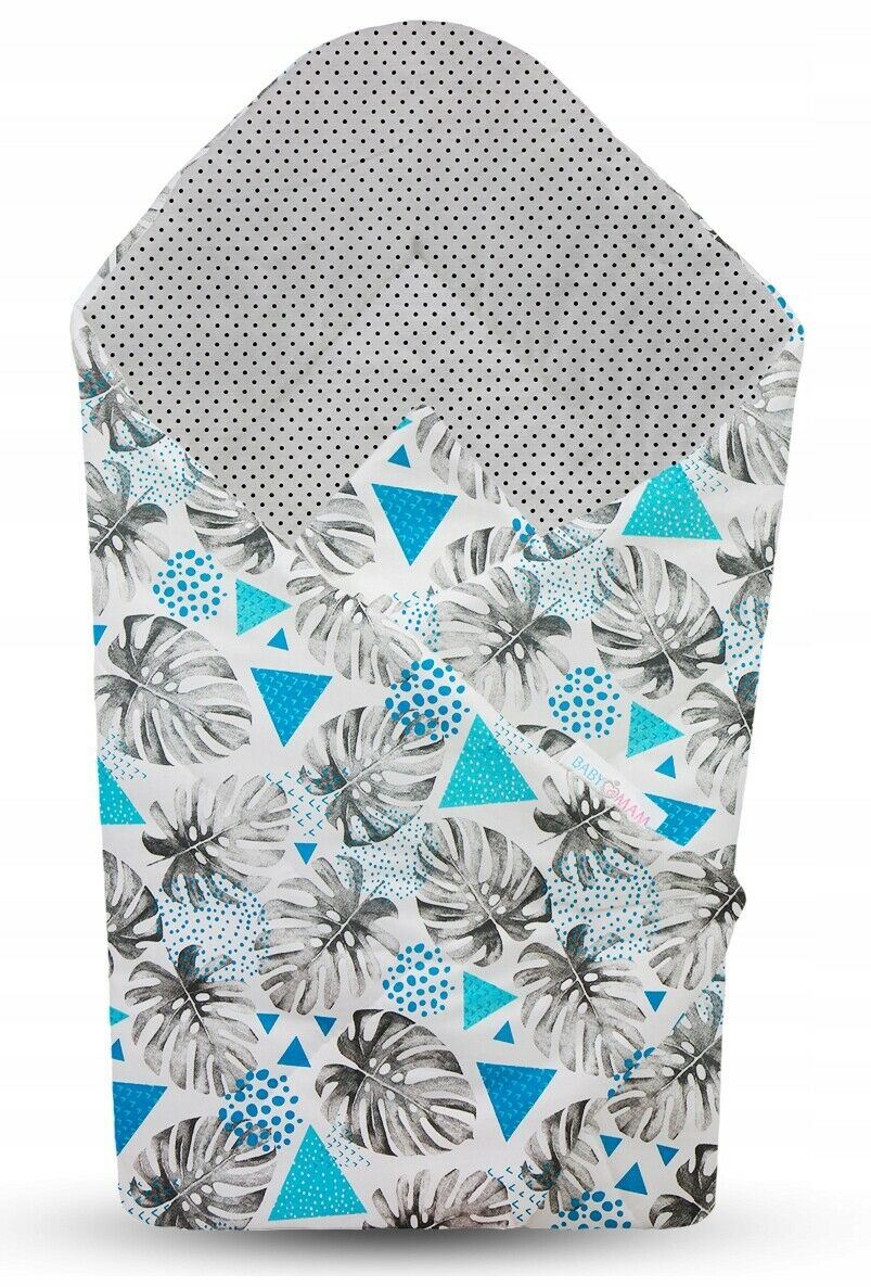 Baby 6pc Double-sided soft infant Cocoon Blue leaves/ Dots with grey