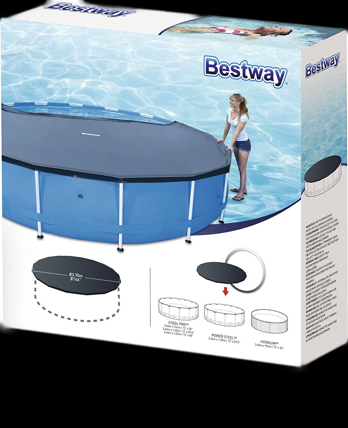 Bestway Swimming Pool Cover 12Ft Frame Steel Pro Power Steel 3.70M Tarpaulin