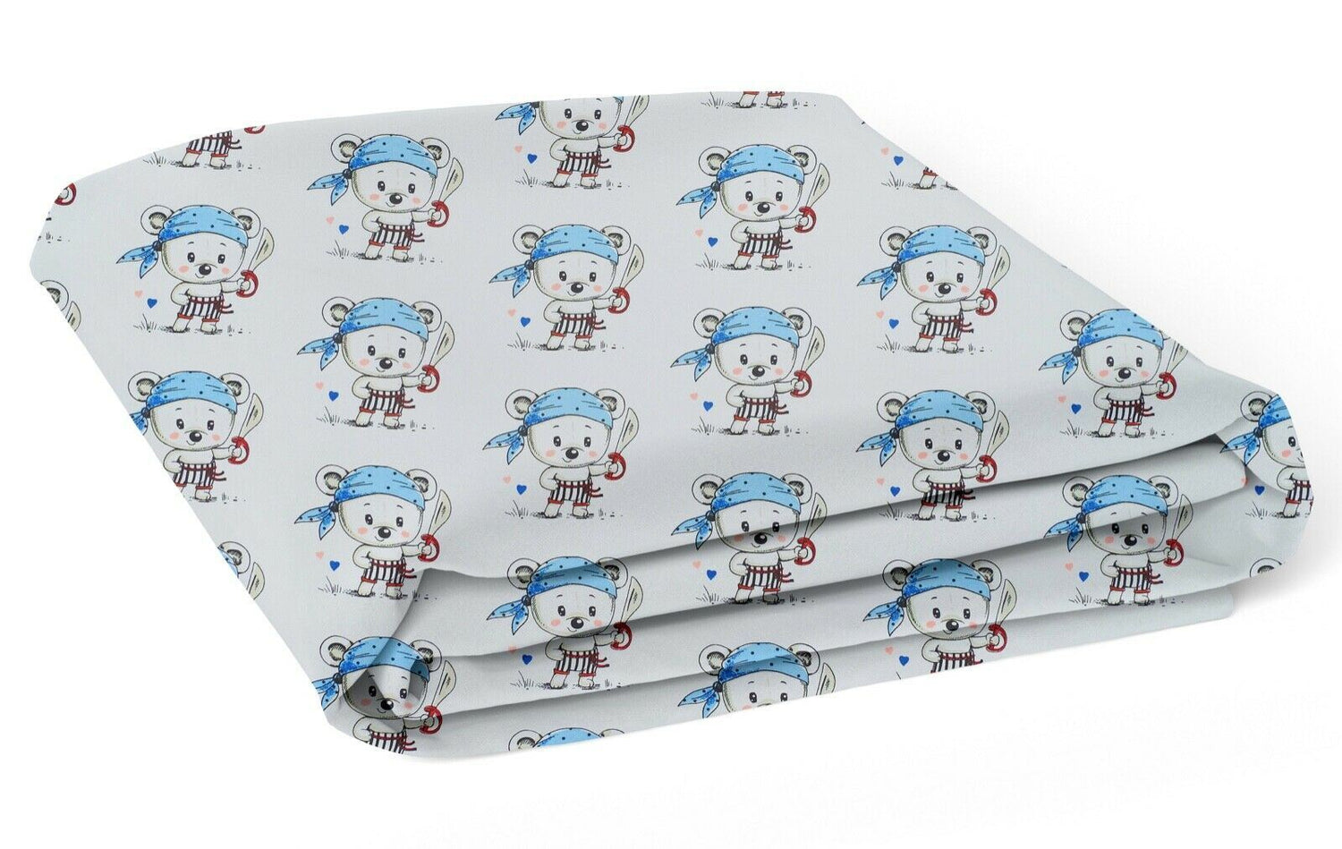 100% cotton fitted sheet printed design for baby crib 90x40cm Teddy pirate