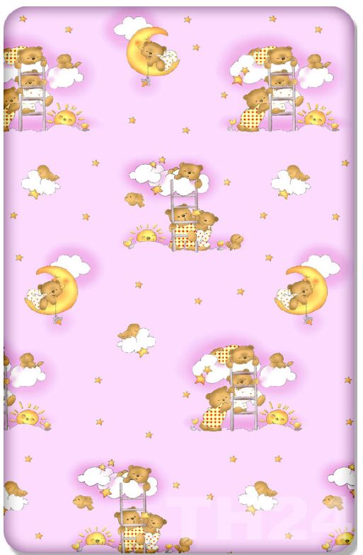 100% cotton fitted sheet printed design for baby crib 90x40cm Ladder pink