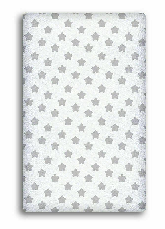 100% cotton fitted sheet printed design for baby crib 90x40cm Big grey stars on white