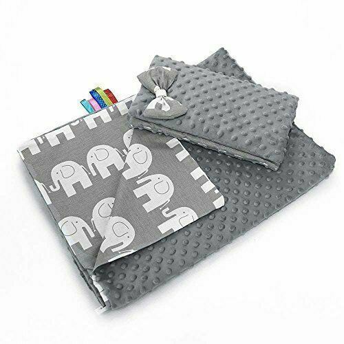Warm Baby Blanket Dimple Quilt Pillow Double Sided 100X75cm Grey-Elephants Grey