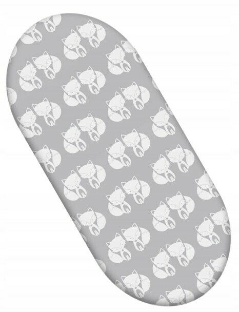 Cotton Fitted Baby Sheet Fit Moses Basket Pram 80X38cm Fox Grey