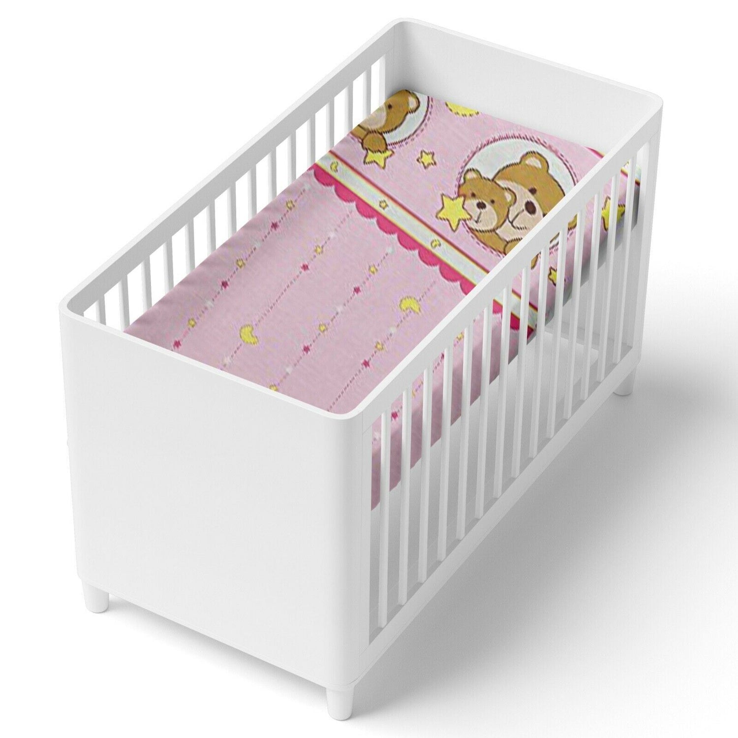 Baby Fitted Cot Bed Sheet Printed 100% Cotton Mattress 140X70cm Window Pink