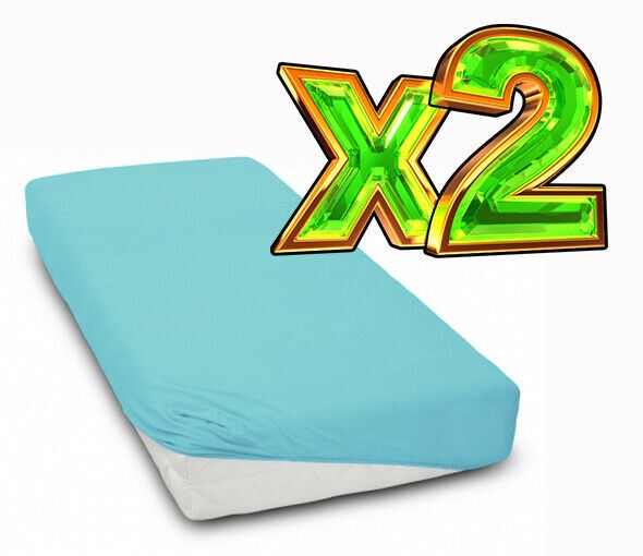 2-pack soft fitted sheet jersey stretchy cotton fit Cot 120/60cm Blue - MyHappy Baby