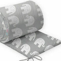 Padded Baby Bumper To Fit Cot 120x60 All Around 100% Cotton 360cm Bumper Elephants Grey