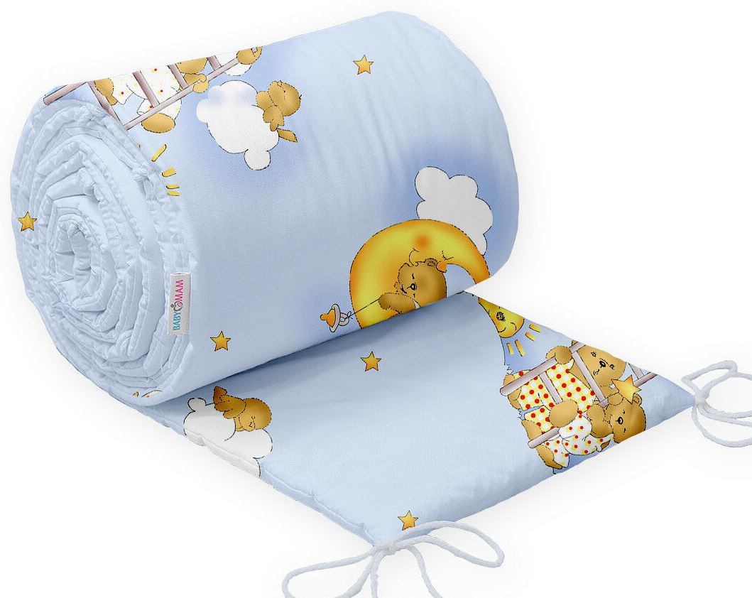 Baby Padded Bumper 180cm fit COT 100% Cotton Ladder Blue