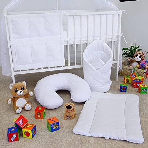 Baby bedding set Cotton Nursery 14pc to Fit Cot 120x60cm White
