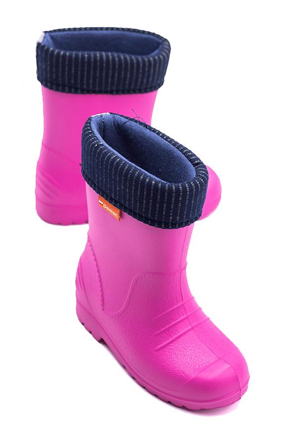 Wellies Kids Rain Snow Boots Removable Inner Lining Socks Wellington Demar Pink