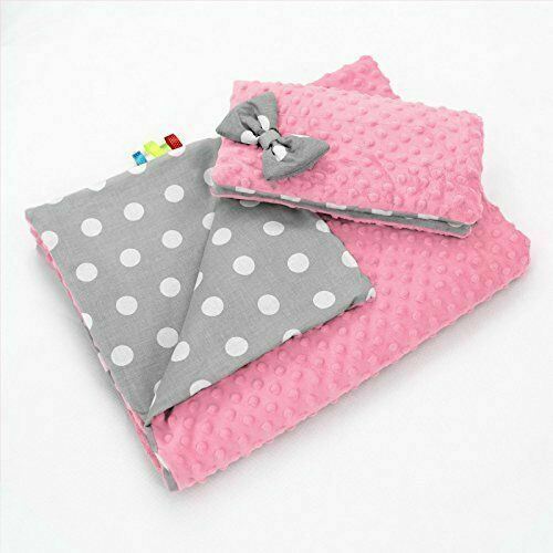 Warm Baby Blanket Dimple Cotton Quilt Pillow 100X75cm Light Pink - Dots Grey
