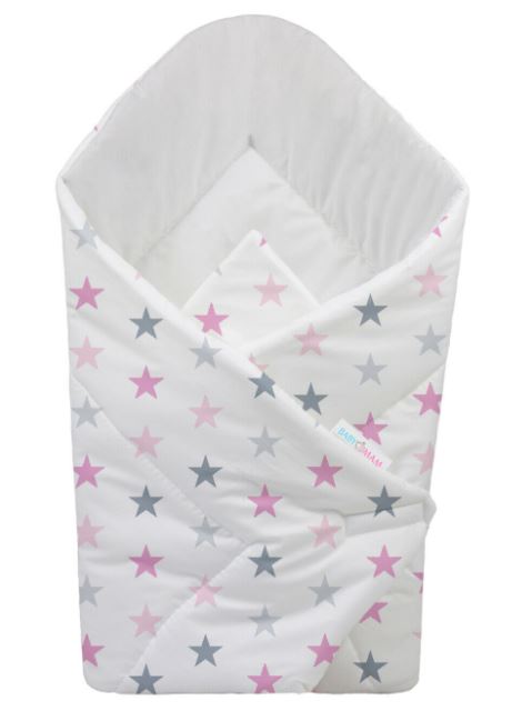 Baby Swaddle Wrap Newborn Bedding Blanket 100% Cotton Sleeping Bag Grey Pink Stars