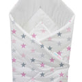 Baby Swaddle Wrap Newborn Bedding Blanket 100% Cotton Sleeping Bag Grey Pink Stars