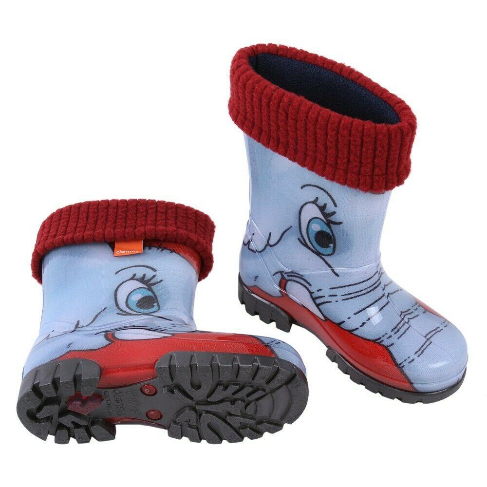 Wellies Kids Rain Snow Boots Removable Inner Lining Socks Wellington Elephant