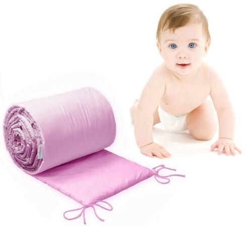 Padded Baby Bumper To Fit Cot 120x60 All Around 100% Cotton 360cm Bumper Pink