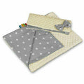 Warm Baby Blanket Dimple Cotton Quilt Pillow Double Sided 100X75cm Cream - Small White Stars On Grey