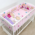Baby 6Pc Bedding Set All-Round Bumper Fit Cotbed 140X70cm Sheep Pink