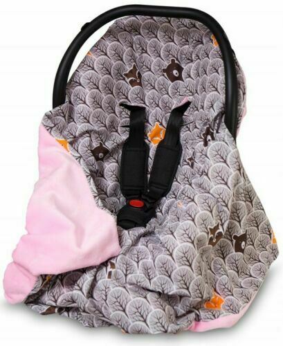 Baby Blanket Car Seat Reversible Wrap Plush Soft Double Sided Cotton 100X100cm Pink-Fox In The Forest
