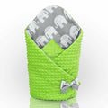 Baby Swaddle Wrap Newborn Dimple Cotton Infant Bedding Green/Elephants