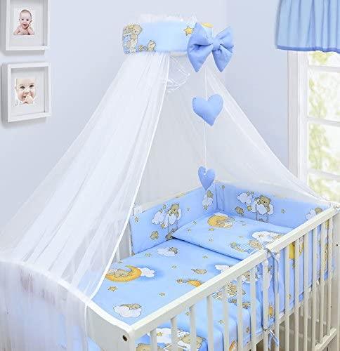 Baby bedding set Cotton Nursery 14pc to Fit Cot 120x60cm Ladder blue