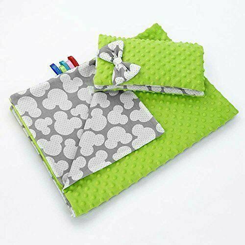 Warm Baby Blanket Dimple Quilt Pillow 100X75 Green - Mouse Grey