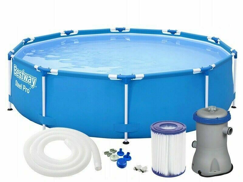 Bestway 10Ft 305X76cm Steel Pro-Round Swimming Pool/Pump/Filter/Patch