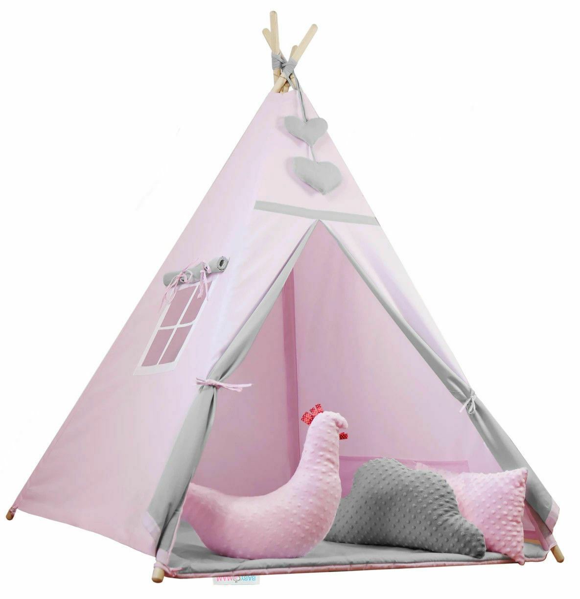 Teepee Wigwam Indoor Outdoor Kids Playhouse Tent With Three Cushions Princess Castle