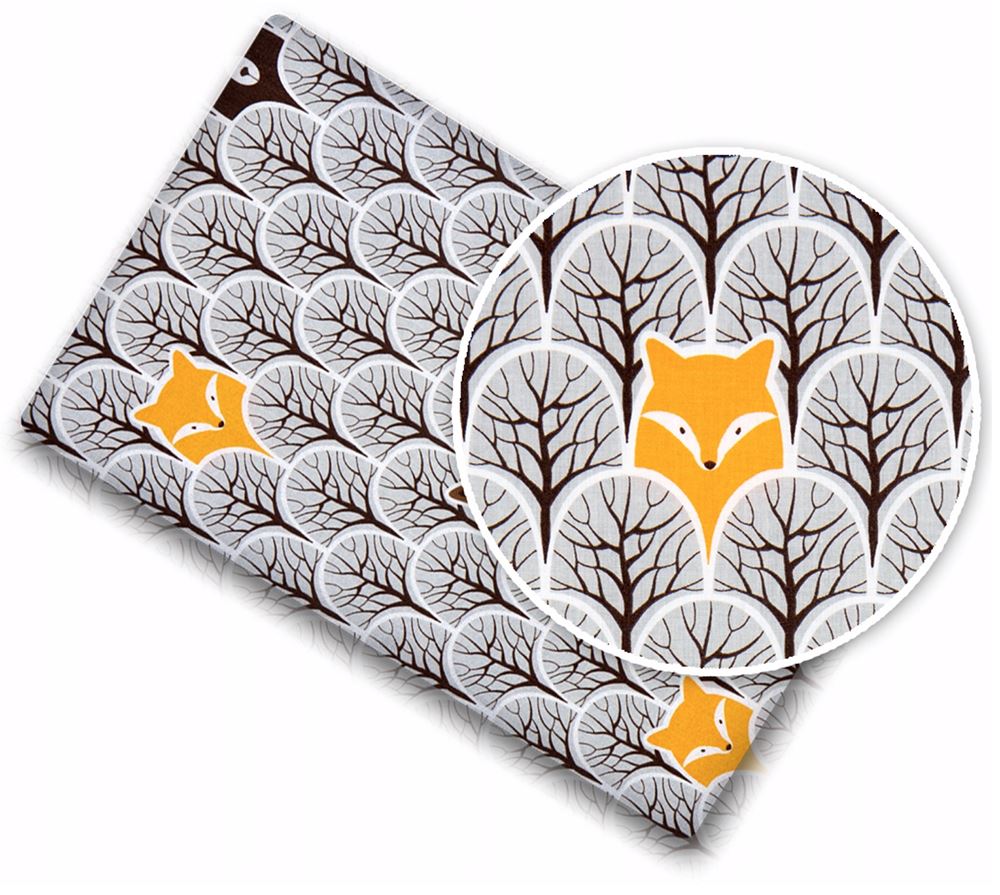 100% cotton fitted sheet printed design for baby crib 90x40cm Fox in forest grey