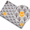 100% cotton fitted sheet printed design for baby crib 90x40cm Fox in forest grey