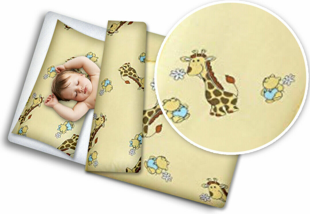 Baby Bedding 2pc Fit Junior Bed 150x120cm Pillowcase Duvet Cover Giraffe cream
