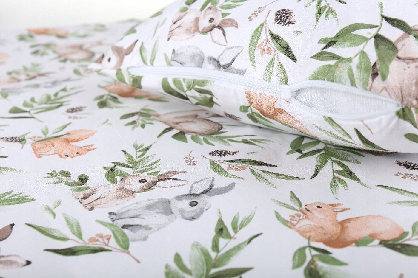 Baby Bedding Set 3Pc Pillow Duvet Bumper Fit Cot 120x60cm Green Glade - MyHappy Baby