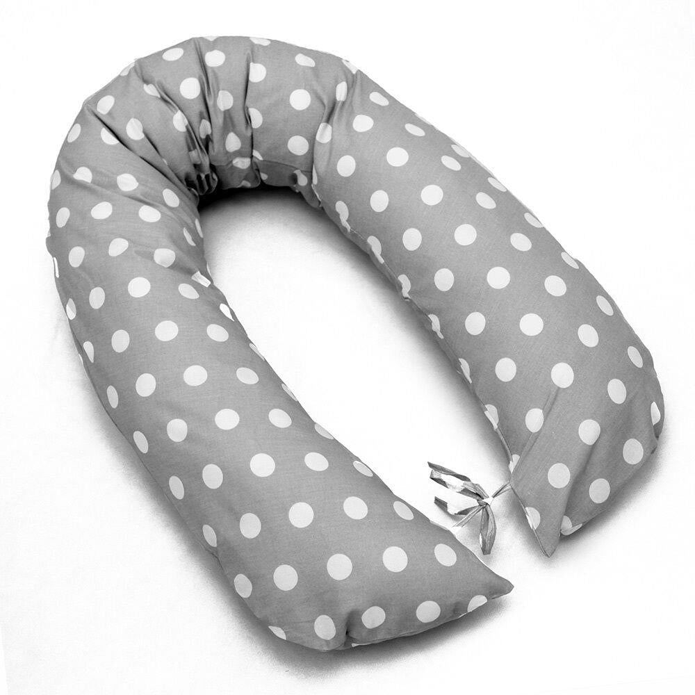 Large Brestfeeding Pillow Cover Baby Pregnancy 170cm Dots Grey
