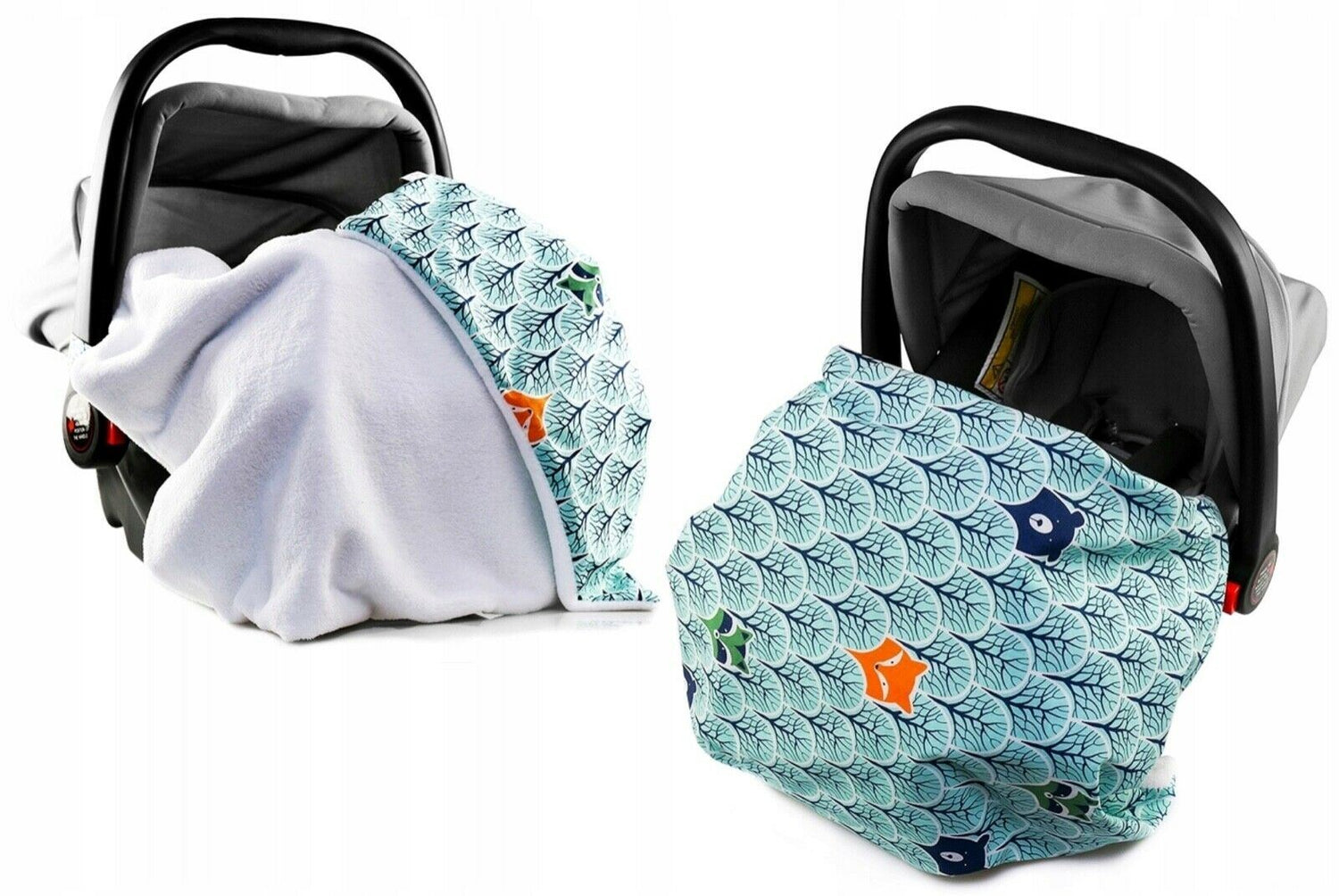 Car Seat Kids Baby Swaddle Travel Cotton Blanket 75X50cm Soft Wrap Double Sided White-Fox In The Forest