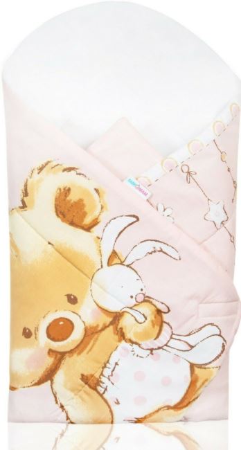 Baby Swaddle Wrap Newborn Bedding Blanket 100% Cotton Sleeping Bag Big Teddy Bear Pin
