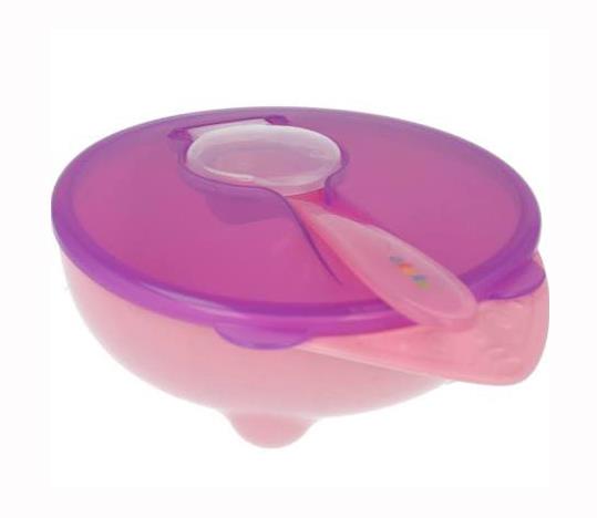 Baby Feeding bowl suction bowl with lid and spoon AKUKU Pink