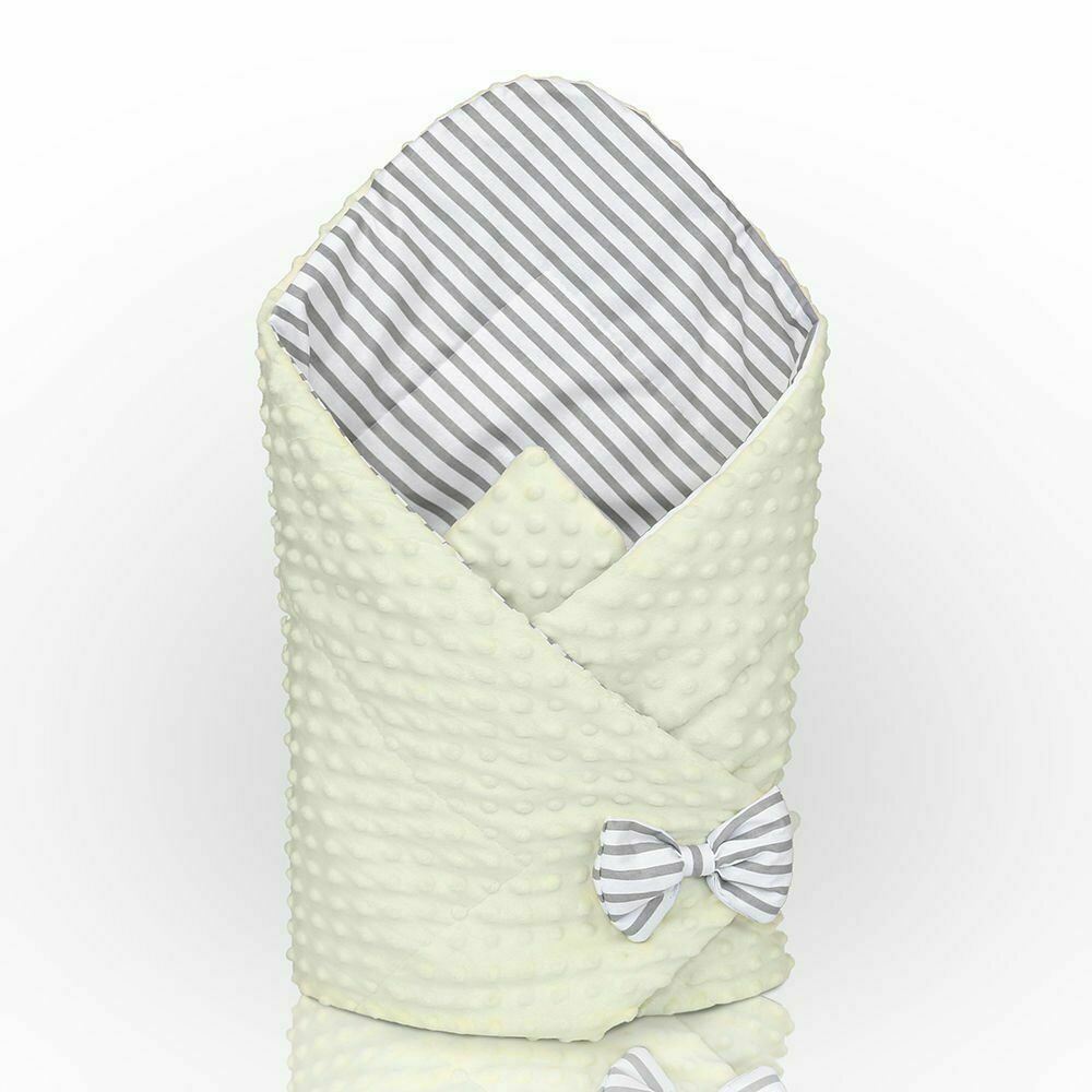 Baby Swaddle Wrap Newborn Dimple Cotton Infant Bedding Cream/Grey Stripes - MyHappy Baby