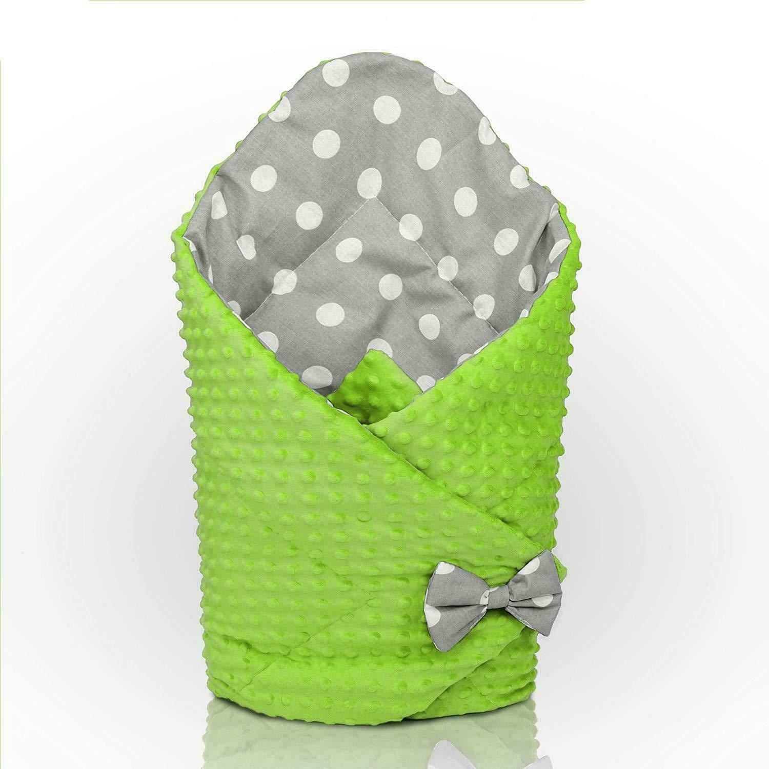 Baby Swaddle Wrap Newborn Dimple Cotton Infant Bedding Green/ Dots Grey
