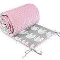 Baby Dimple Padded Bumper Nursery Protection Fit Cot Bed 140x70 190cm Pink / Grey Elephants