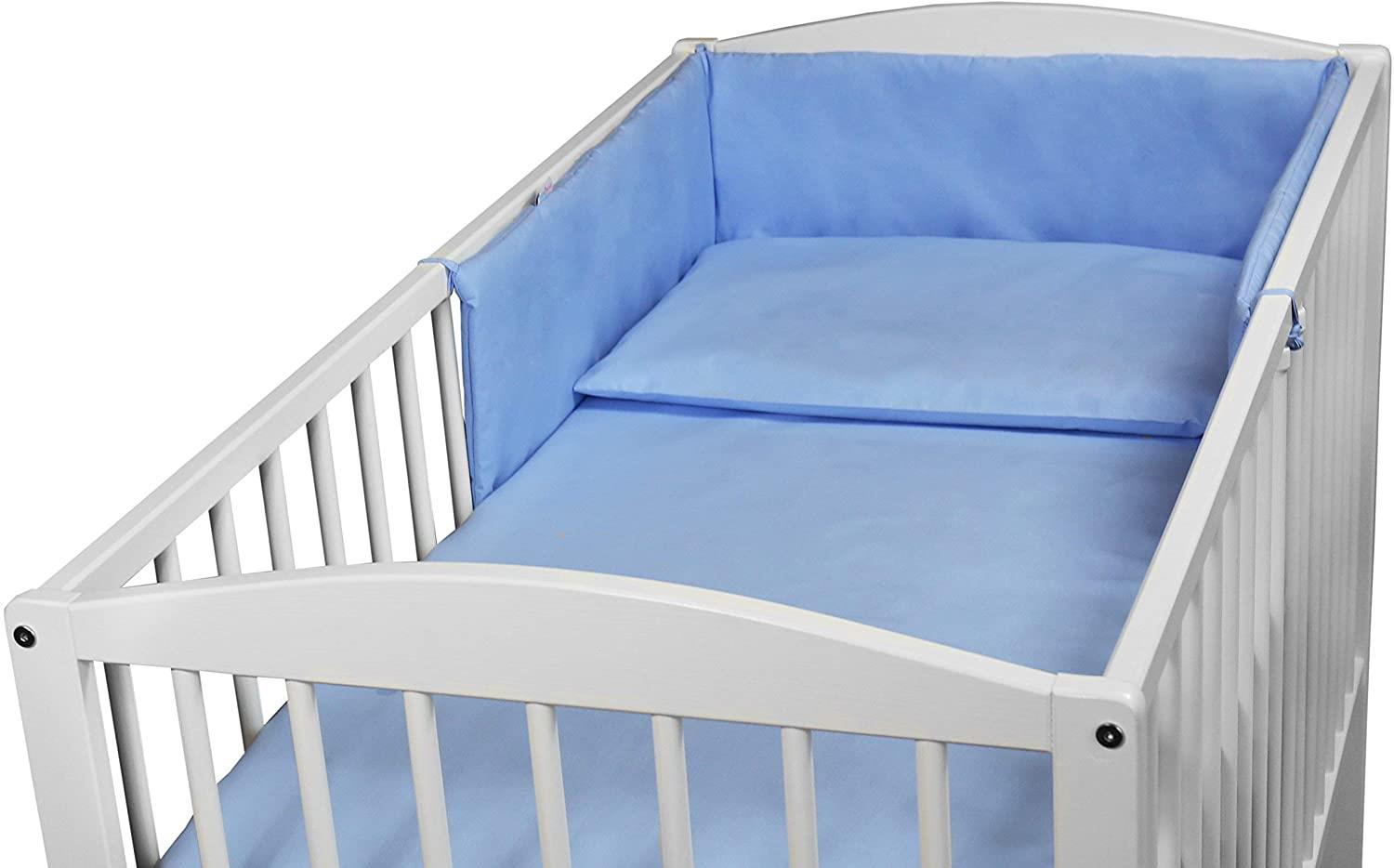 Baby 6Pc Bedding Set Pillow Duvet Quilt Sheet Bumper Fit Cotbed 140x70cm Blue