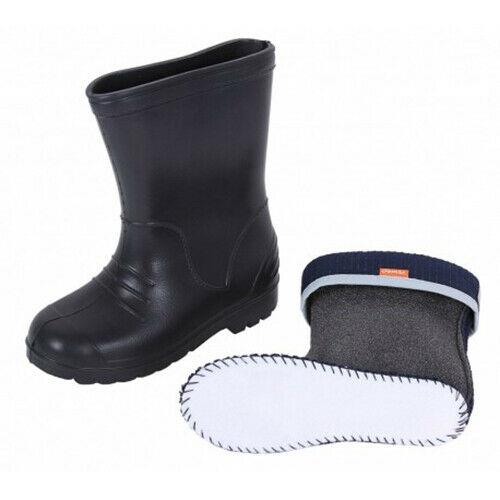 Wellies Kids Rain Snow Boots Removable Inner Lining Socks Wellington Demar Black